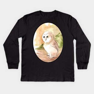 Juvenile barn owl 23/02/23 - wildlife inspired art Kids Long Sleeve T-Shirt